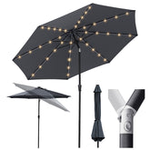Sekey Solar-LED Sonnenschirm 300cm mit 40 LED, UV 50+, Alu-Sonnenschirm mit Kurbel